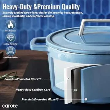 CAROTE 5QT Enameled Dutch Oven for Versatile Cooking