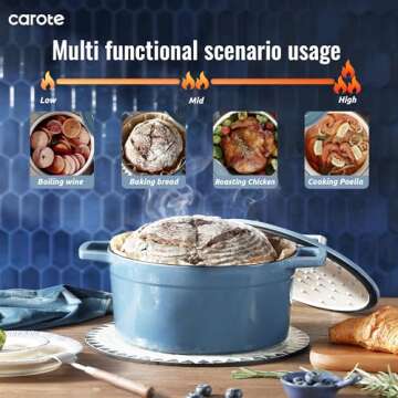 CAROTE 5QT Enameled Dutch Oven for Versatile Cooking