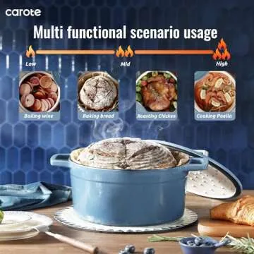 CAROTE 5QT Enameled Dutch Oven for Versatile Cooking