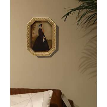 YULINK 5x7 Vintage Picture Frame, Antique Ornate Gold Octagon Photo Frame, for Tabletop and Wall Display, Decorative Retro Home Decor, Old Fashioned Photo Gallery Art