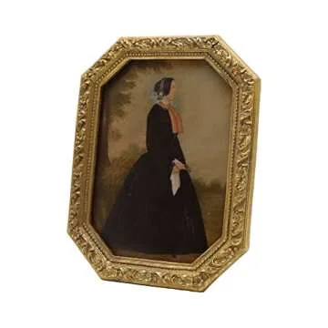 YULINK 5x7 Vintage Picture Frame, Antique Ornate Gold Octagon Photo Frame, for Tabletop and Wall Display, Decorative Retro Home Decor, Old Fashioned Photo Gallery Art