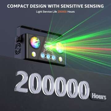 Party DJ Disco Lights, Laser Effect Stage Light 5in1 RGB LED Patterns Strobe Remote Control, DMX Sou...