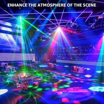 Party DJ Disco Lights, Laser Effect Stage Light 5in1 RGB LED Patterns Strobe Remote Control, DMX Sound Activated for Parties Wedding Birthday Club Indoor Bar Dance Karaoke Halloween Christmas