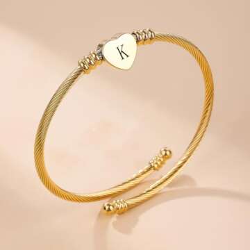 Initial Bracelets for Women Initial Bracelet Gold Bracelets for Women Gold Bracelet Dainty Gold Bracelet Non Tarnish Gold Bracelet Womens Bracelets Dainty Bracelets for Women Heart Bracelet Letter A