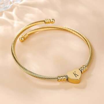 Initial Bracelets for Women Initial Bracelet Gold Bracelets for Women Gold Bracelet Dainty Gold Bracelet Non Tarnish Gold Bracelet Womens Bracelets Dainty Bracelets for Women Heart Bracelet Letter A
