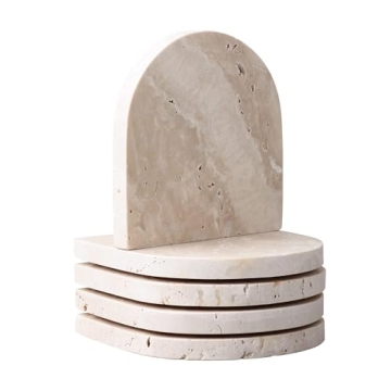 Natural Travertine Marble Coasters Set Elegant Durable Home Decor