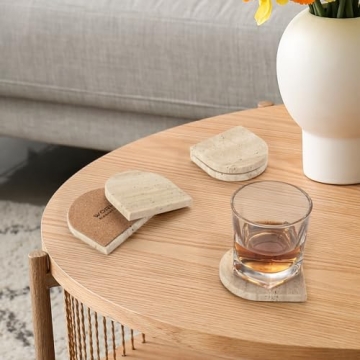 Natural Travertine Marble Coasters Set Elegant Durable Home Decor