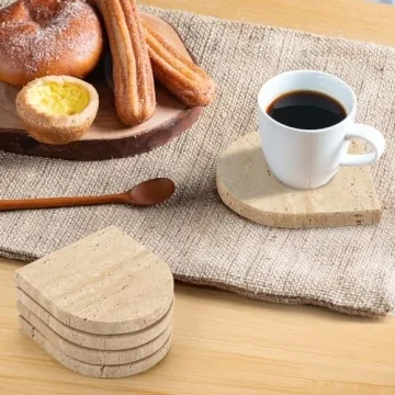 Natural Travertine Marble Coasters Set Elegant Durable Home Decor