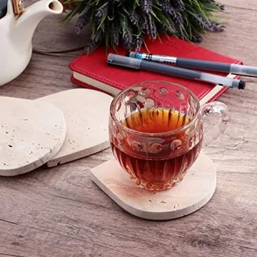 Natural Travertine Marble Coasters Set Elegant Durable Home Decor
