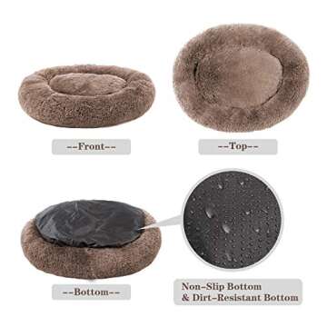 MFOX Calming Dog Bed (L/XL/XXL/XXXL) for Medium and Large Dogs Comfortable Pet Bed Faux Fur Donut Cuddler Up to 25/35/55/100lbs