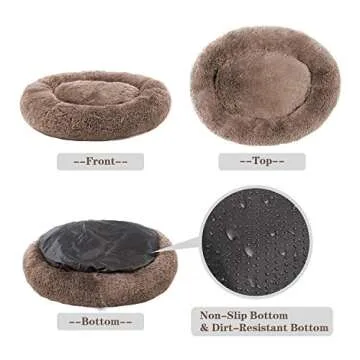 MFOX Calming Dog Bed (L/XL/XXL/XXXL) for Medium and Large Dogs Comfortable Pet Bed Faux Fur Donut Cuddler Up to 25/35/55/100lbs