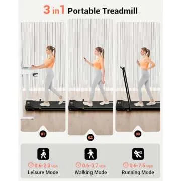 GOIMU Walking Pad, 3 in 1 Foldable Treadmill for Home & Office, 285lb Wallking Pad Treadmill 2.5HP Under Desk Treadmill with Remote Control, Walking Jogging Pad with Handle Bar (Black)