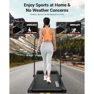 GOIMU Walking Pad, 3 in 1 Foldable Treadmill for Home & Office, 285lb Wallking Pad Treadmill 2.5HP Under Desk Treadmill with Remote Control, Walking Jogging Pad with Handle Bar (Black)