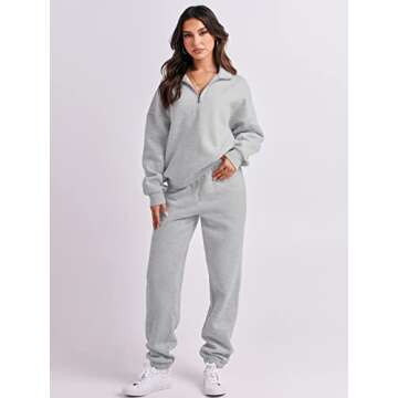 ANRABESS Women 2 Piece Outfits Sweatsuit Oversized Half Zip Sweatshirt Jogger Sweatpants Tracksuit L...