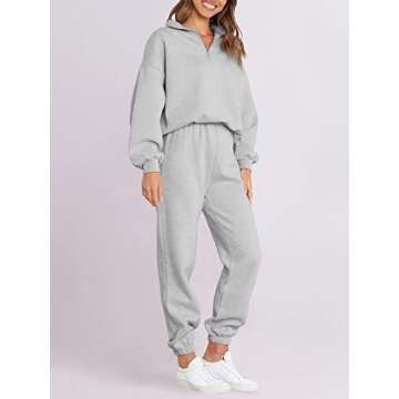 ANRABESS Women 2 Piece Outfits Sweatsuit Oversized Half Zip Sweatshirt Jogger Sweatpants Tracksuit Lounge Set 2024 Clothes Small