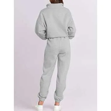 ANRABESS Women 2 Piece Outfits Sweatsuit Oversized Half Zip Sweatshirt Jogger Sweatpants Tracksuit Lounge Set 2024 Clothes Small