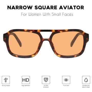 Mosanana Retro 70s Square Aviator Sunglasses Women Fashion