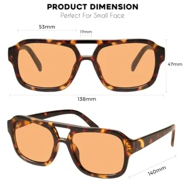 Mosanana Retro 70s Square Aviator Sunglasses Women Fashion