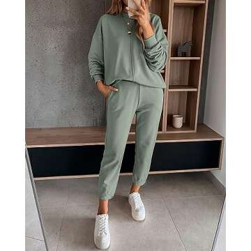 BTFBM 2024 Women 2 Piece Outfits Long Sleeve Pullover Jogger Pants Lounge Sets Thick Fall Winter Swe...