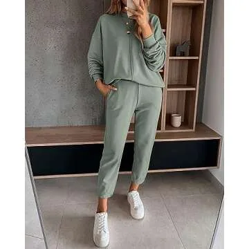 BTFBM 2024 Women 2 Piece Outfits Long Sleeve Pullover Jogger Pants Lounge Sets Thick Fall Winter Swe...