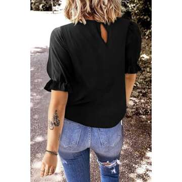 Dokotoo Womens Ladies Tops and Blouses Short Sleeve Summer Dressy Tops Trendy 2025 Crewneck Business...