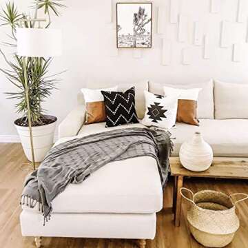 Boho Pillow Covers Set – Cotton and Faux Leather