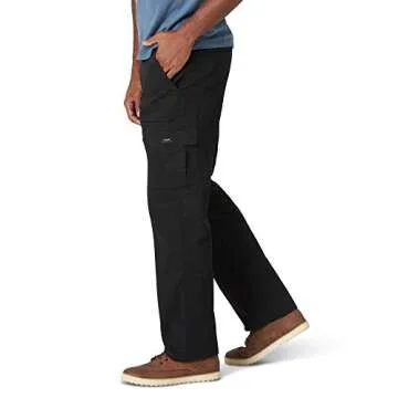 Wrangler Authentics mens Relaxed Fit Stretch Cargo Casual Pants, Black, 34W x 32L US