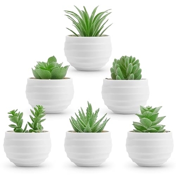 Der Rose 6 Pack Fake Plants - Small Realistic Succulents for Home Decor Indoor