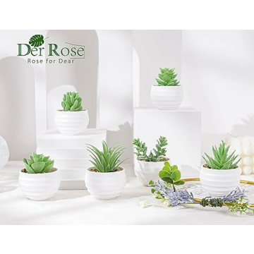 Der Rose 6 Pack Fake Succulents for Indoor Decor