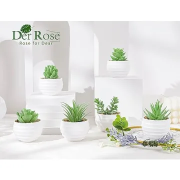 Der Rose 6 Pack Fake Succulents for Indoor Decor