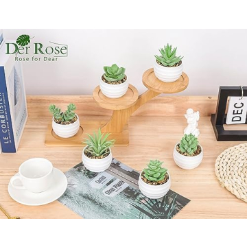 Der Rose 6 Pack Fake Succulents for Indoor Decor