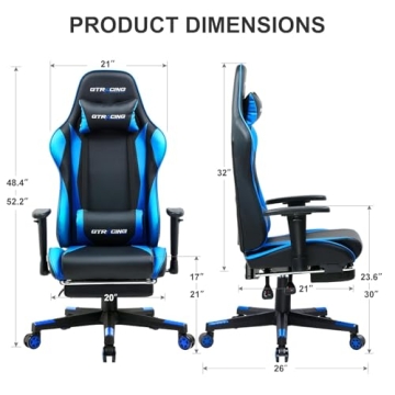 GTRACING Ergonomic Gaming Chair with Footrest and Adjustable Features