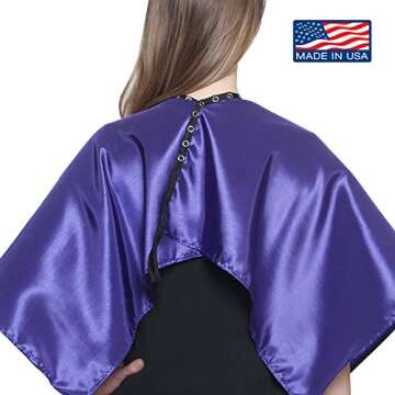 Mane Caper Purple Iridescent Salon Cape with snaps Professional Heavy Duty Material Extra Long Durab...