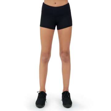 Capezio Girls Team Basic Gusset Athletic Shorts - Black, Size 6-6X