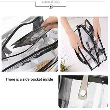 SxoSyo Clear Makeup Bags Large Travel Toiletry Bag for Women Transparent Bag Clear Cosmetic Bags with Handle Bathroom Organizer (black)