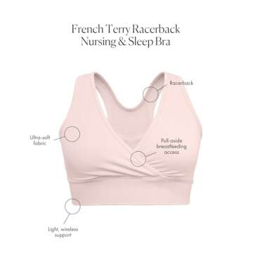 Kindred Bravely French Terry Racerback Nursing Sleep Bra for Maternity/Breastfeeding (Soft Pink, Sma...