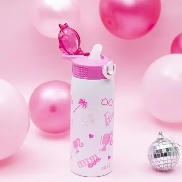 Zak Designs Barbie Sage Kids Water Bottle - 19oz Stainless Steel with Straw, Handle & Leak-Proof Spo...