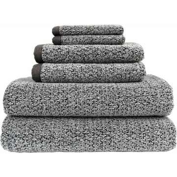 Elegant Grey Diamond Jacquard Bath Towel Set