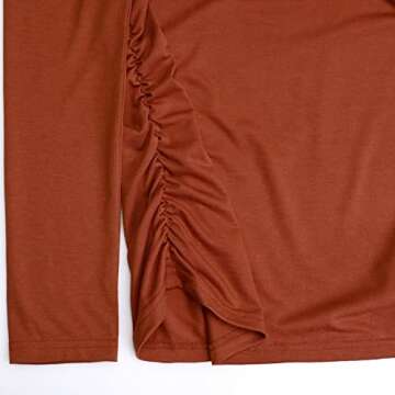 GINKANA Maternity Shirts Long Sleeve Square Neck Slim Fit Tee Tops Pregnancy Basic Shirts,Caramel,M