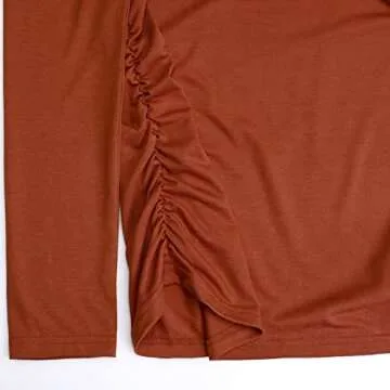 GINKANA Maternity Shirts Long Sleeve Square Neck Slim Fit Tee Tops Pregnancy Basic Shirts,Caramel,M