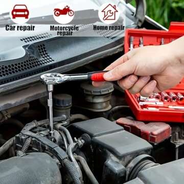 ZRW Ratchet Set,Ratchet Wrenches,46 Pieces 1/4 inch Drive Socket Ratchet Wrench Set,Slim Ratchet 3/8...