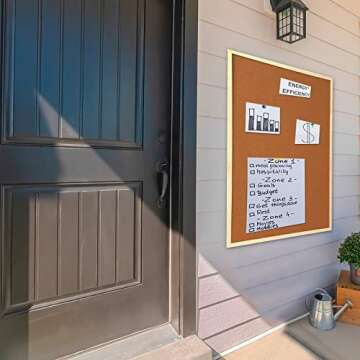 Wesiti 3 Pcs Cork Bulletin Board 24 x 36 Inches Cork Board Pine Wood Framed Corkboard with Pins Eye Bolts Ropes, Hanging Pin Board Picture Board Vision Board Notice Board for Office (Brown Border)