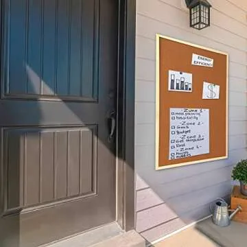 Wesiti 3 Pcs Cork Bulletin Board 24 x 36 Inches Cork Board Pine Wood Framed Corkboard with Pins Eye Bolts Ropes, Hanging Pin Board Picture Board Vision Board Notice Board for Office (Brown Border)