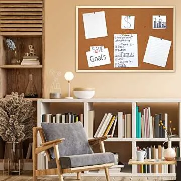 Wesiti 3 Pcs Cork Bulletin Board 24 x 36 Inches Cork Board Pine Wood Framed Corkboard with Pins Eye Bolts Ropes, Hanging Pin Board Picture Board Vision Board Notice Board for Office (Brown Border)