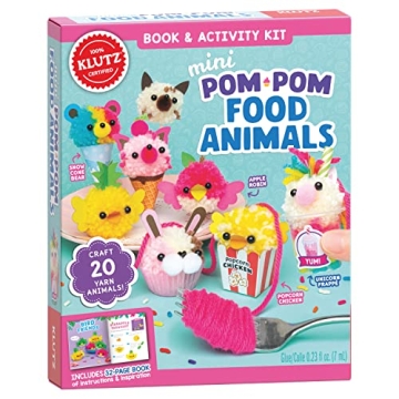 KLUTZ Mini Pom-Pom Food Animals Craft Kit - Creative Fun for Ages 7+