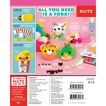 KLUTZ Mini Pom-Pom Food Animals Craft Kit for Kids