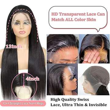 miniask 30 Inch Straight HD Lace Front Wigs Human Hair 13x4 Human Hair Wigs for Women Straight Lace Frontal Wigs Glueless Lace Front Wigs