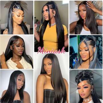miniask 30 Inch Straight HD Lace Front Wigs Human Hair 13x4 Human Hair Wigs for Women Straight Lace Frontal Wigs Glueless Lace Front Wigs