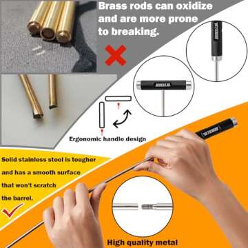 Gun Cleaning kit Pistol Rifle Handgun - Cleaner for .22, .357, .40, .45, 9mm, .223, 5.56 Caliber with Portable Case, Bronze Bore Brush, Chamber Brush, Brass Jag, Steel Pick, Patch Holder, Steel Rod