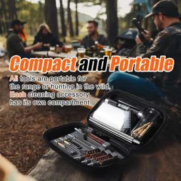 Gun Cleaning kit Pistol Rifle Handgun - Cleaner for .22, .357, .40, .45, 9mm, .223, 5.56 Caliber with Portable Case, Bronze Bore Brush, Chamber Brush, Brass Jag, Steel Pick, Patch Holder, Steel Rod